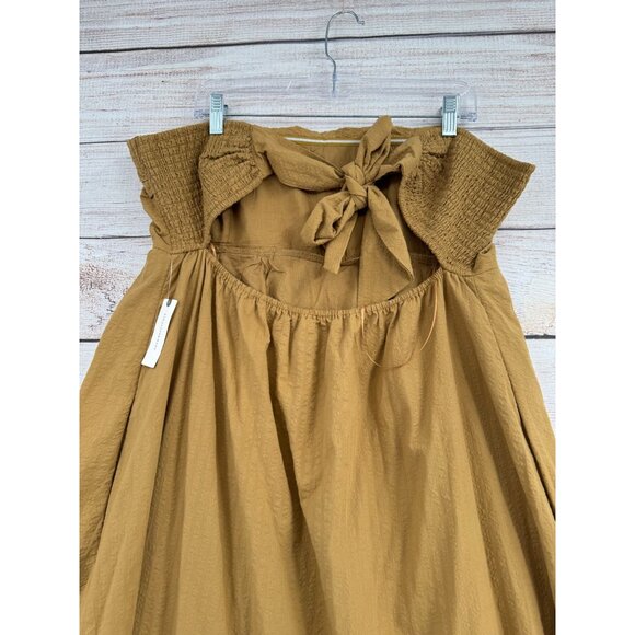 Maeve Anthropologie High Low Strapless Midi Dress Women's XL Gold BOHO NEW - Picture 4 of 13